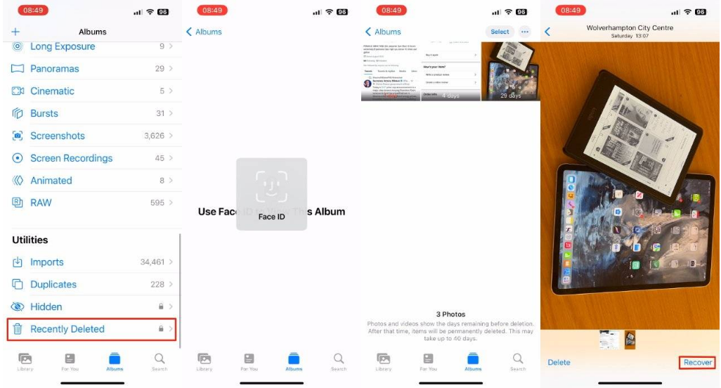 江汉苹果14维修分享 iPhone14 上恢复已删除的照片 