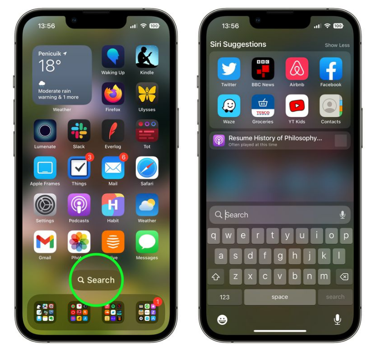 江汉苹果手机维修分享升级到 iOS 16 后，如何删除主屏幕上的搜索按钮 